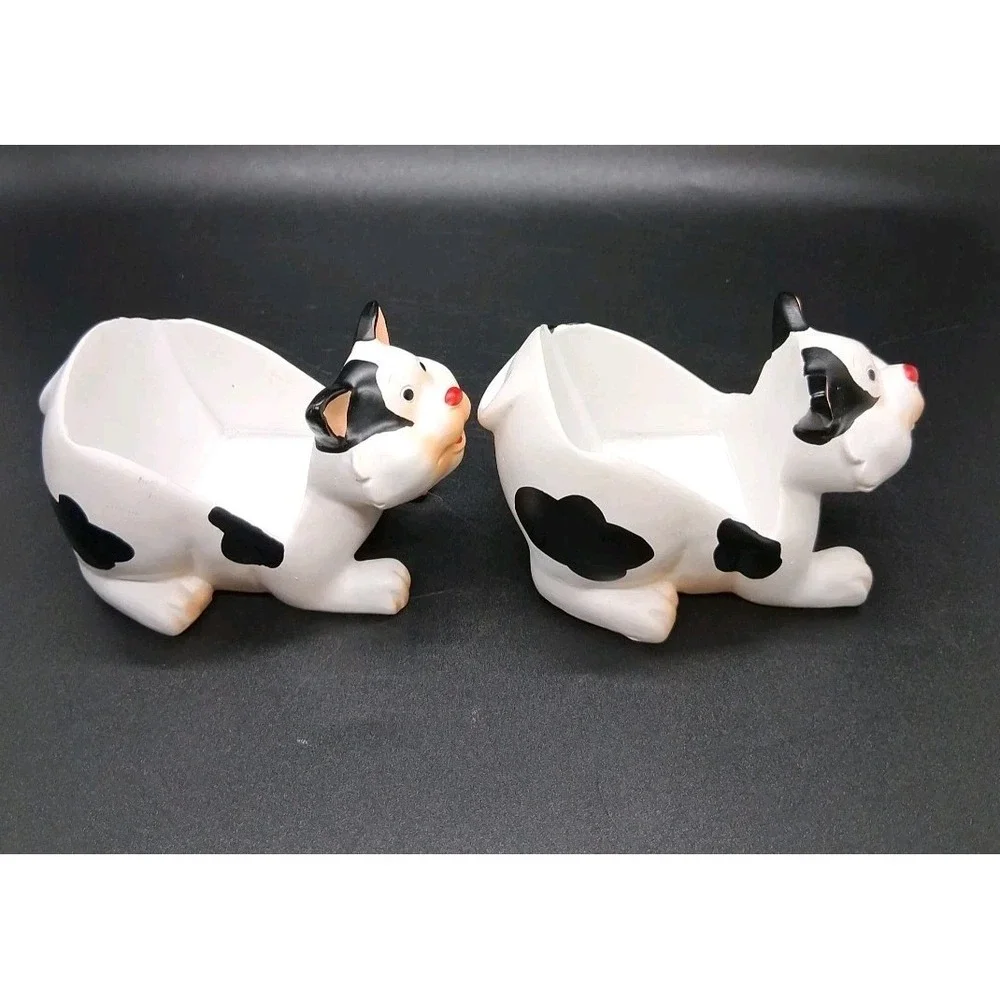 (2) Cat Planters Ceramic Stoneware Garden Kitten Succulent Plant Container